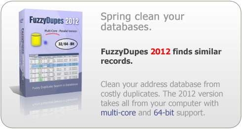 Spring-clean your databases. FuzzyDupes finds similar records.